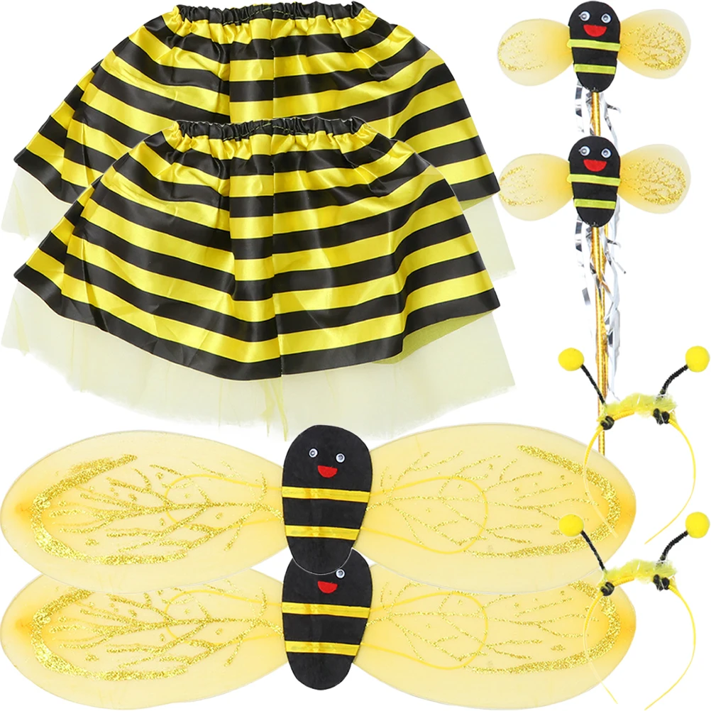 

2sets Bee Props Kids Costume Antenna Headb Wings Lightweight Comfortable Halloween Cosplay Supplies Performance Clothes