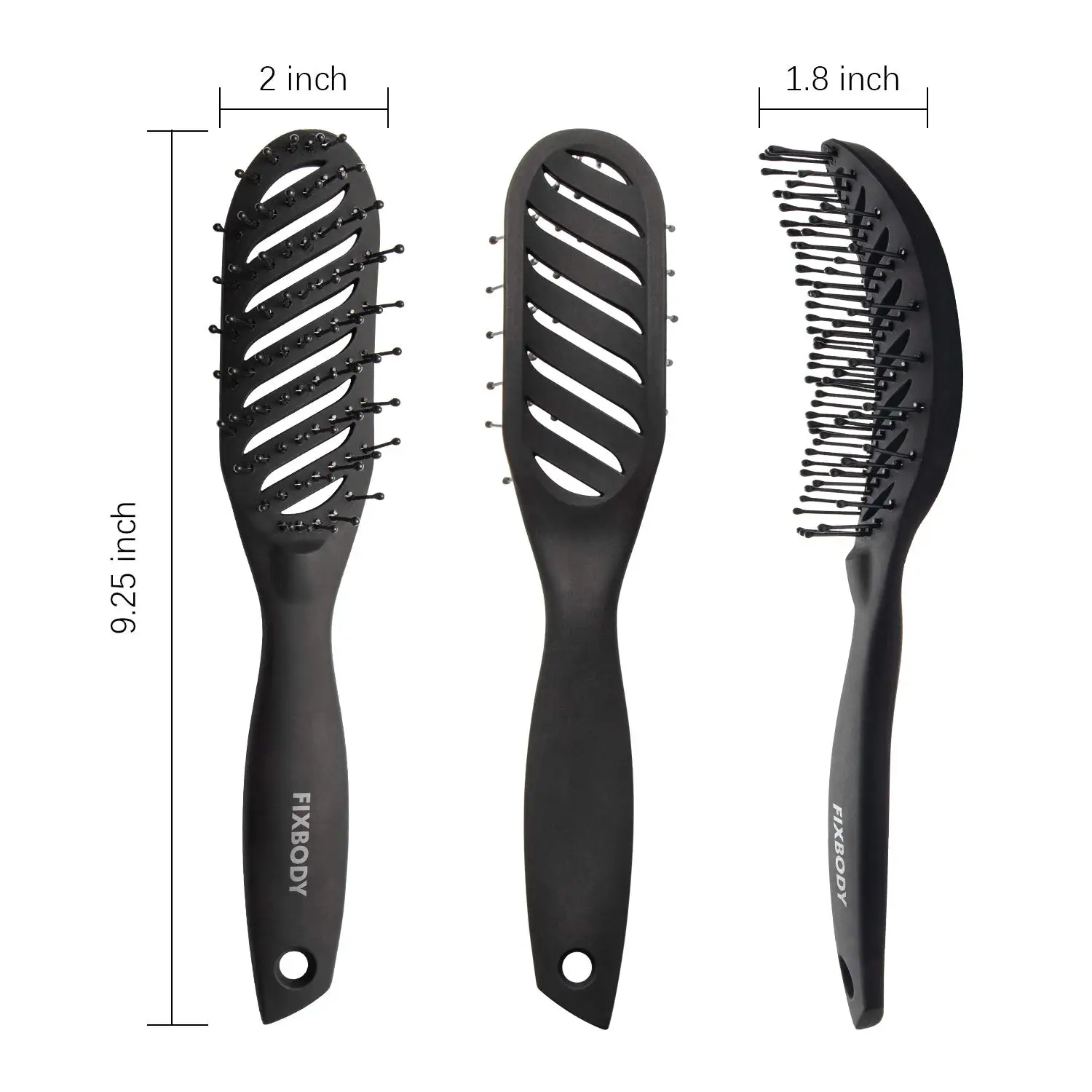 Curved Vent Hair Brush for Blow Drying, Styling and Solon, Detangling Hair Brush for Short Thick Tangles Hair, Black