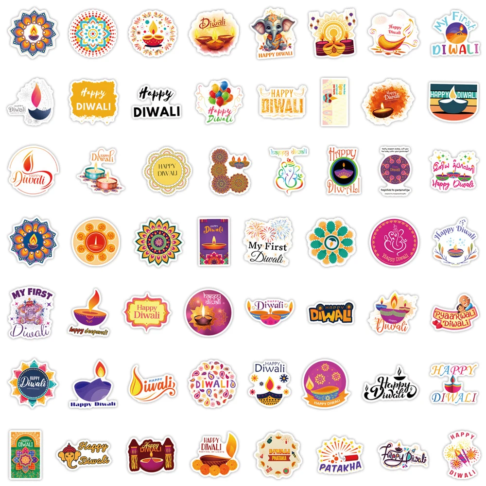 10/30/50/110pcs 인도 축제 해피 디왈리 스티커 재미있는 만화 데칼 장식 DIY 기타 전화 수하물 낙서 스티커