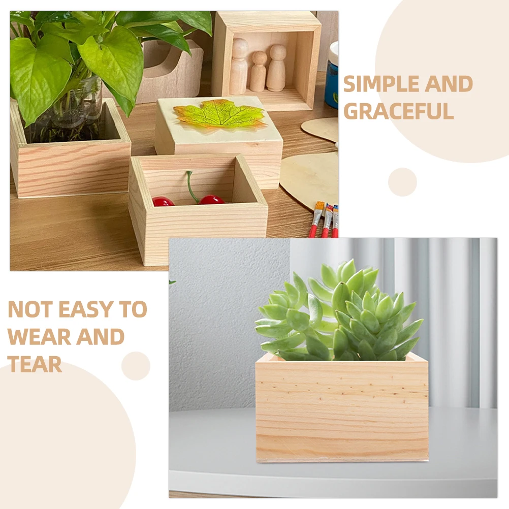 กล่องไม้ดิบ 5 ชิ้น สำหรับงาน DIY กล่องเก็บของขนาดเล็ก สำหรับใส่เครื่องประดับ งานฝีมือ ของตกแต่ง ของขวัญ อุปกรณ์งานฝีมือ