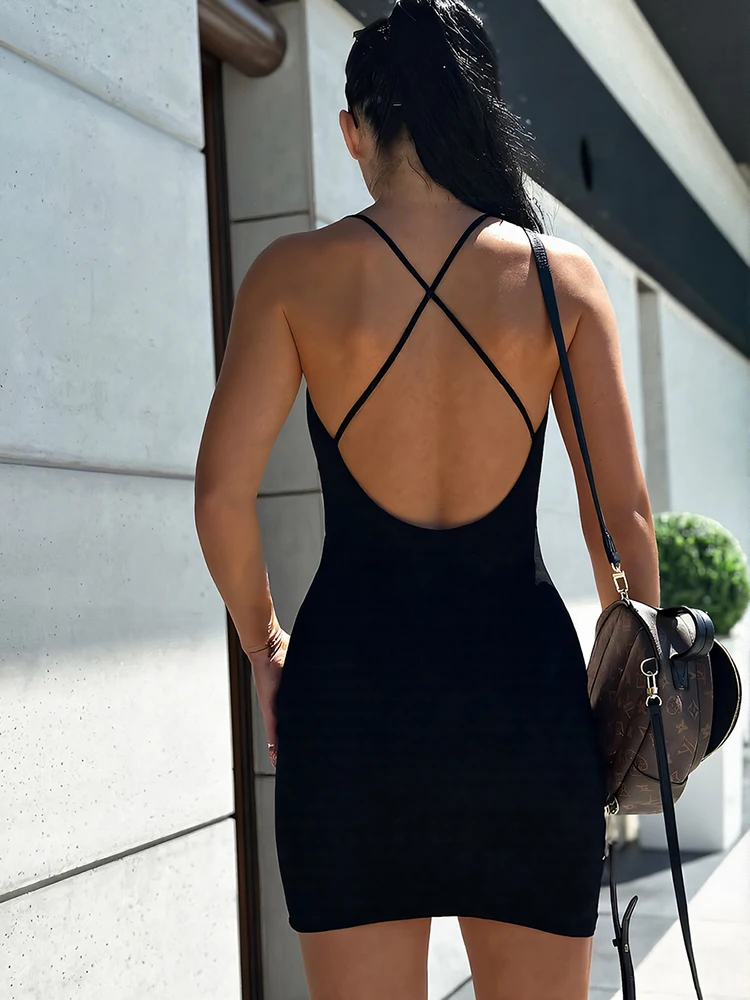 Cutenew 여성 스파게티 스트랩 미니 드레스 섹시한 뜨거운 여름 백리스 다이아몬드 스플 라이스 Bodycon Mujer Festival Holiday Vestidos