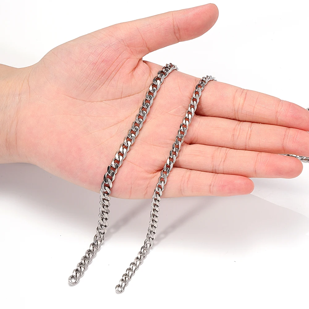 1meter Stainless Steel Curb Chain 5/6mm Link Bulk Jewelry Chains DIY Necklace Bracelet Accessories For Jewelry Making Findings