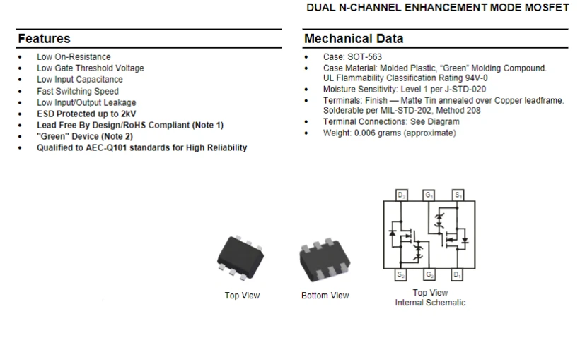 (20 قطعة) DMN2400 24N ** سوت-563 24NE8 24NE6 24NF8 المزدوج N قناة 20V 1.33A MOSFET