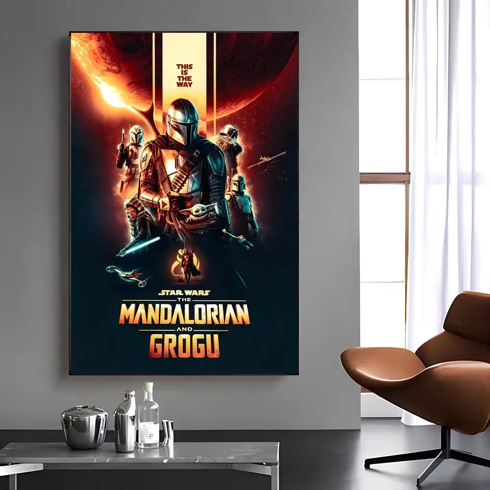 Movie The M-ManDaloRian-N And G-Grogu Painting Calligraphy Canvas Painting Art For Bathroom, Living Room Home Wall Decor Picture