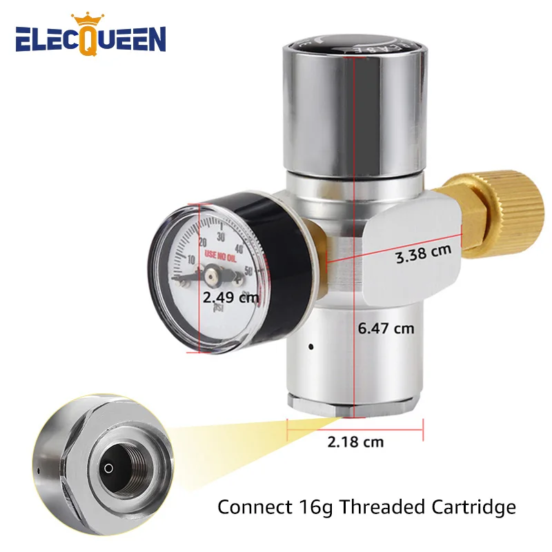 【Nowa wersja】 Mini regulator Co2 0-60PSI, przenośna ładowarka Co2 ze stabilnym ciśnieniem i wlotem gazowym ze stalowym pierścieniem, zestaw gazowany Homebrew