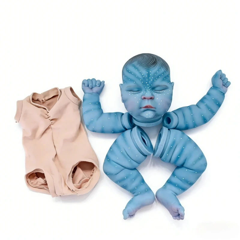 19inch Reborn Doll Kit Peaches Avatar in Blue skin 3D Painted Skin with Visible Veins DIY Reborn Doll Parts muñecas Kit reborn