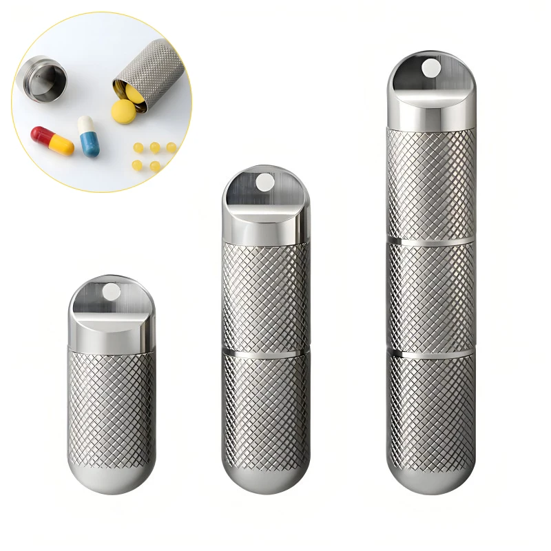 

Titanium Alloy Mini Seal Bottle Waterproof Storage Bottle Storage Container Seal Bottle Portable Keychain Travel Sealed Capsule