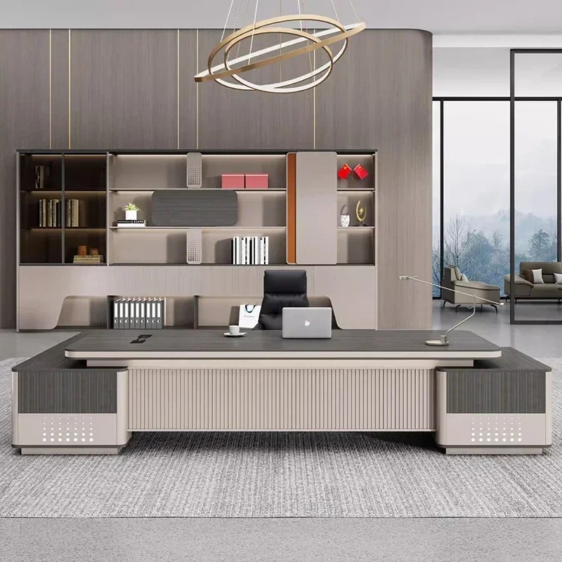 

Accessories Boss Desk Plug Gadgets Computer Table Double Cabinet Luxury Multifunctional Bureau De Direction Office Furniture