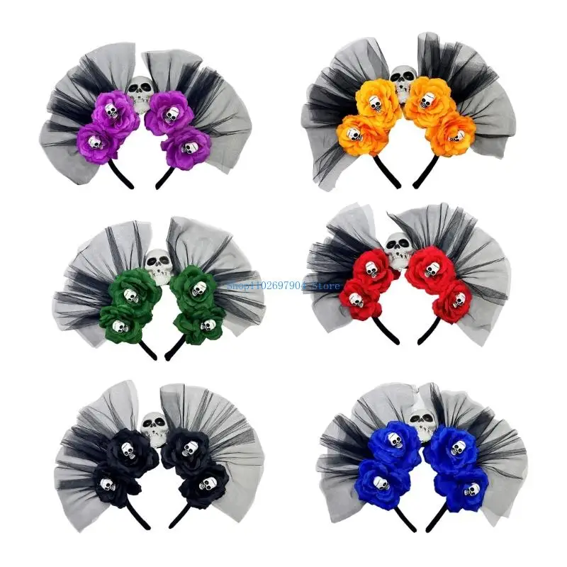 

N7YF Flower Crown Headband Cincos Mayoes Party Costume Dia Los Muerto Headband Headpiece Day Of the Deads Headpiece