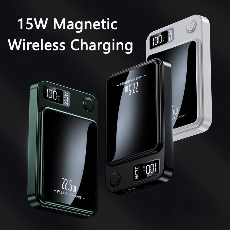 20000mAh Magsafe Power Bank Magnetic Wireless Charger 22.5W Fast Charging Powerbank Magnetic Ring for iPhone 15 Xiaomi Samsung