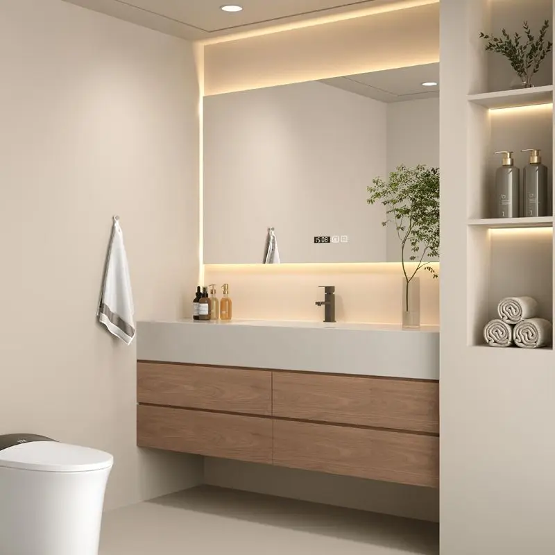 Bathroom Cabinet Log Color Combination Seamless Basin Toilet Hand Wash Face Wash Table