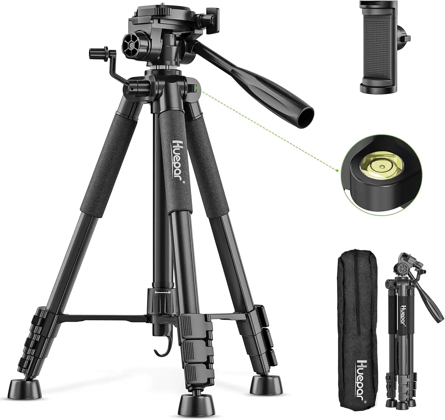 

50-inch Extendable Tripod with Laser Level, Point Laser, Distance Measure, 1/4' & 5/8' Mount for Tools, Indoor Outdoor T13A