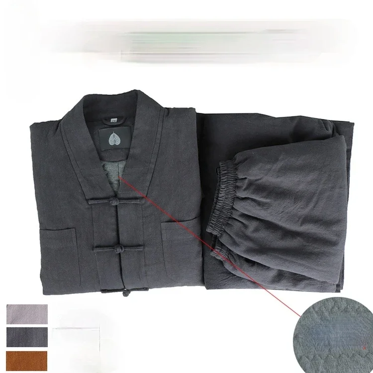 

Monk Clothes Men Winter Linen Silk Cotton Padded Female Bhikkhuni Sets Meditation Clothes Cronus Zen Buddhist Costume