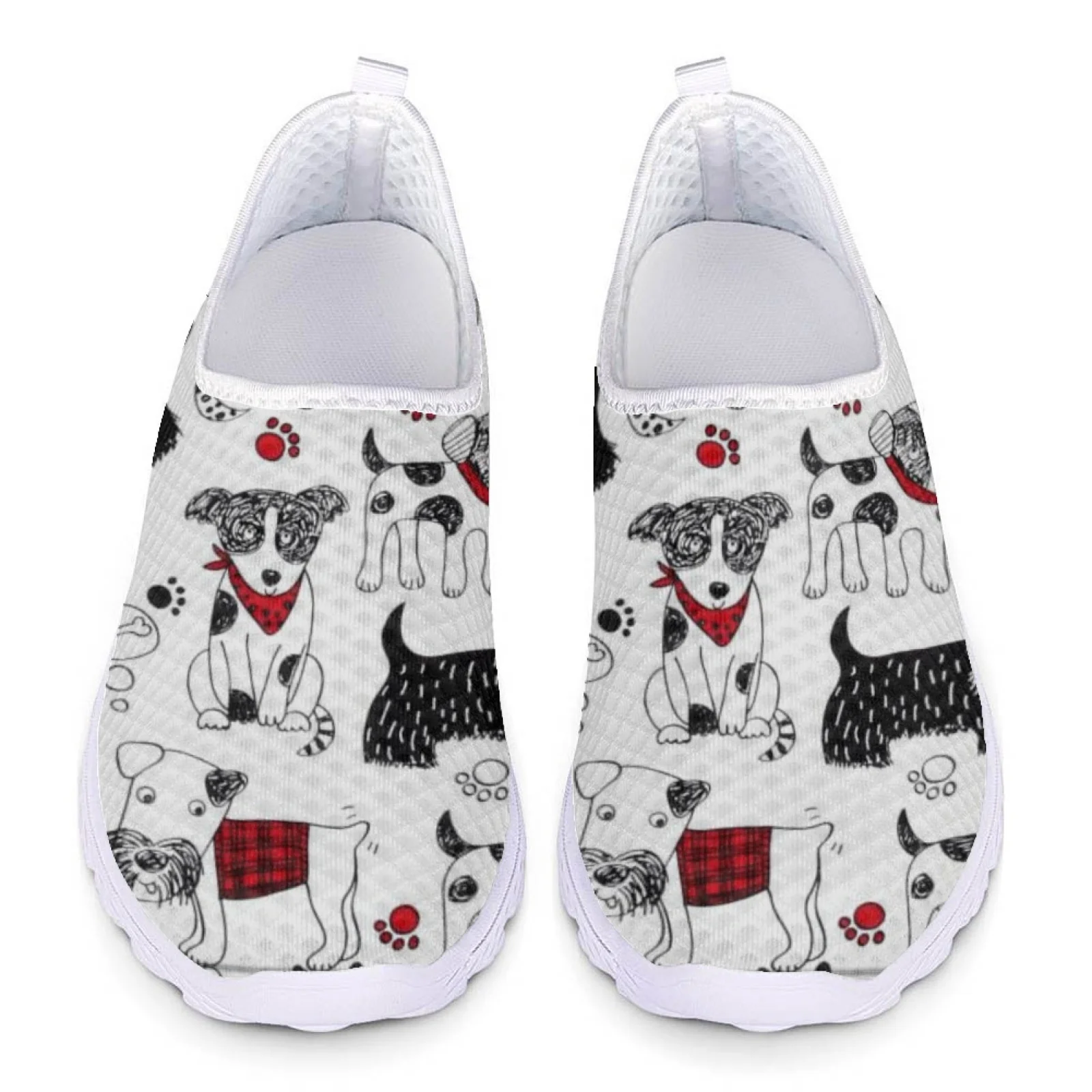 INSTANTARTS Cute Dog Printing Casual Females Sneakers Puppy Pattern Summer Mesh Slip On Shoes Spring Light Zapatos Flats Mujer