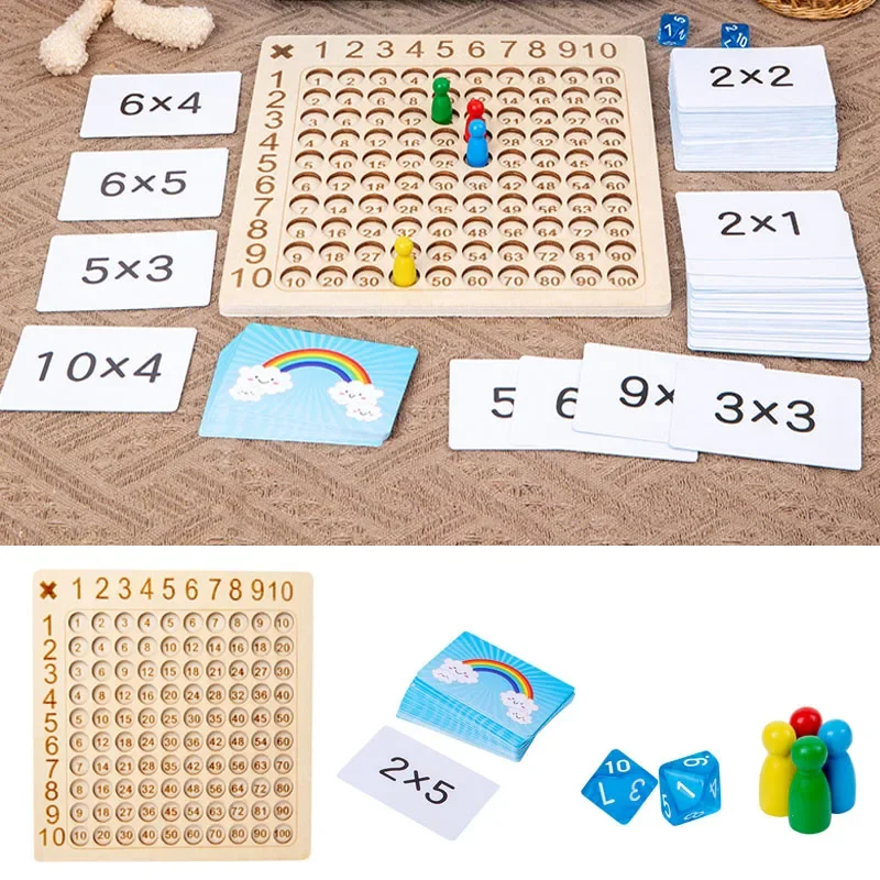 99 Multiplication Table Wooden Board Game Kids Montessori Math Learning Educational Toys Children Baby Arithmetic Teaching Aids