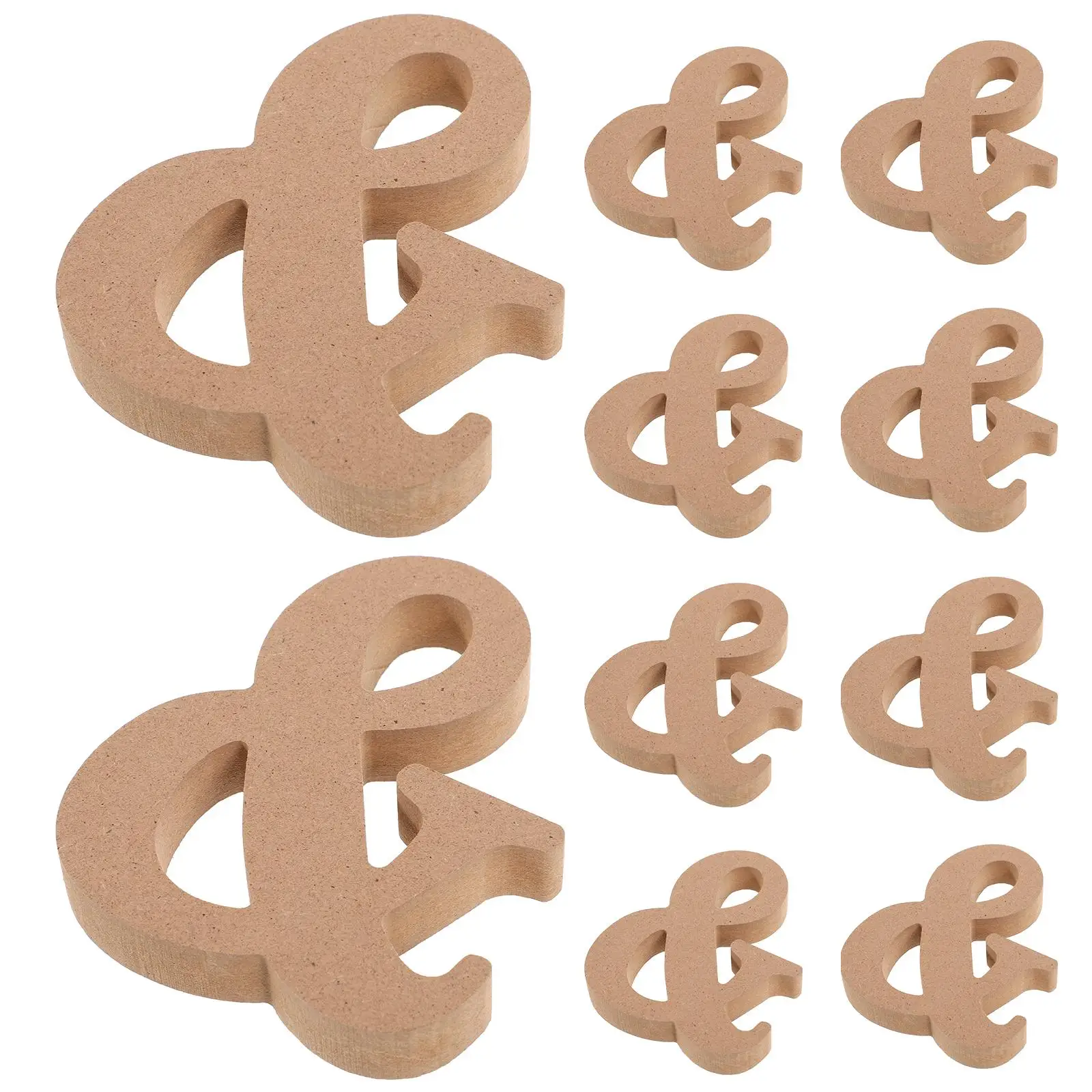 

10 PCS Letter Ornaments Uncolored Symbols Manual Wooden Blank Cutouts Rectangles for Crafts Slices