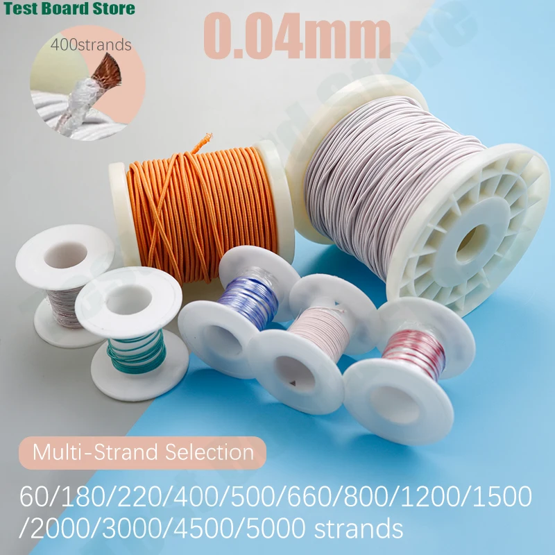 

1Pce colored 1M/10M 0.04mm multi strand polyester yarn wrapped copper wire mining antenna Litz wire 60/220/800/1200/3000shares