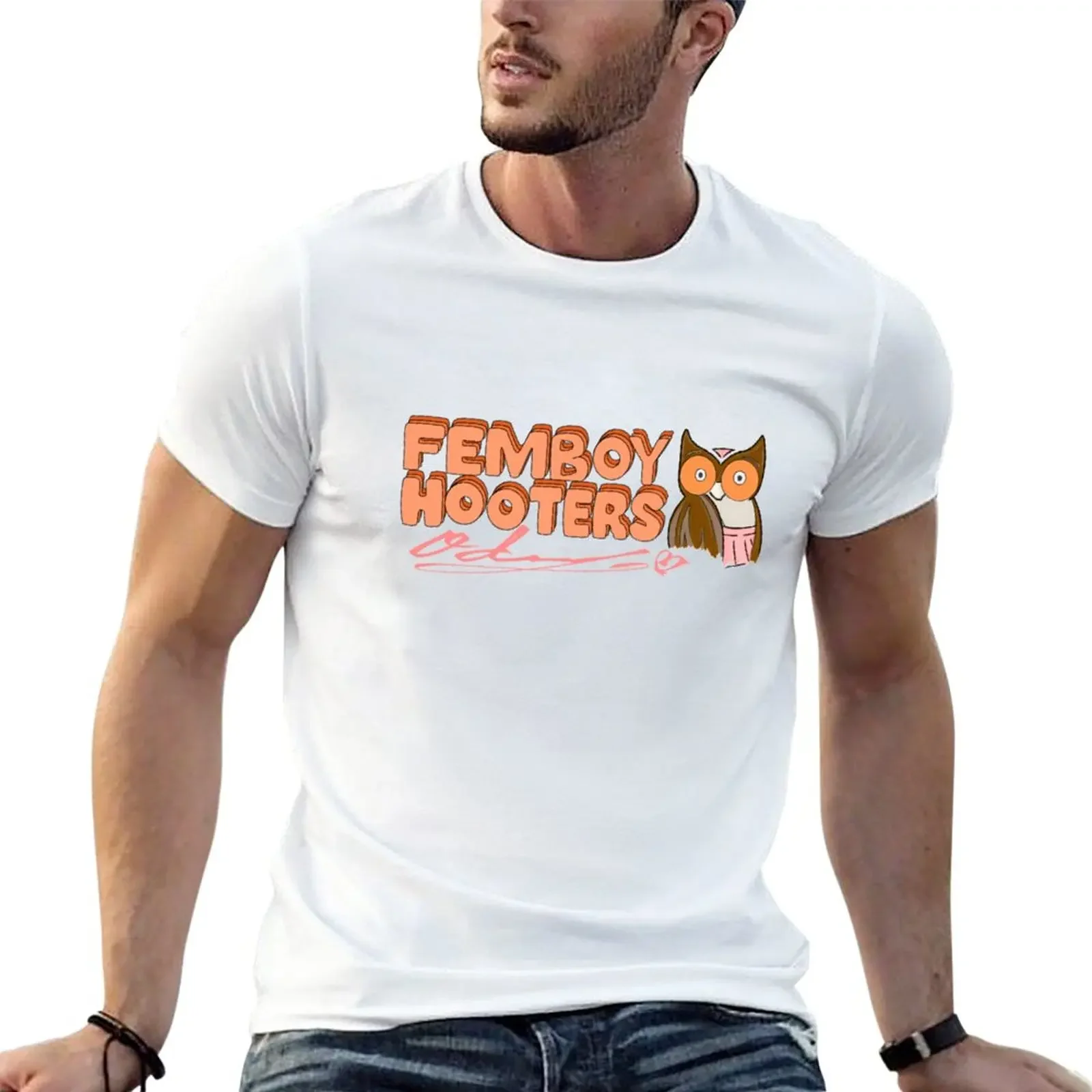 Femboy hooters T-Shirt Aesthetic clothing custom t shirts design your own black t shirts for men