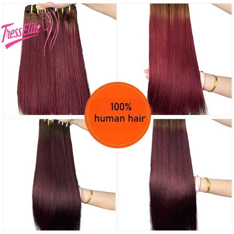 Tono dual degradado de alta amplitud premium # El cabello t4/99J teje con huesos súper dobles dibujados rectos crea una apariencia de moda