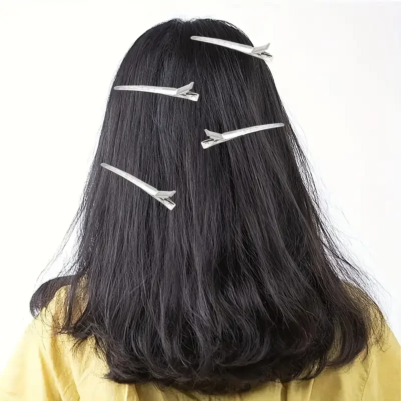 Jepit Rambut Buaya Baru dari Logam, Jepit Rambut Model Duck Bill untuk Penataan Rambut - dengan Lubang, Jepit Pembagi Rambut Profesional untuk Salon dan Wanita