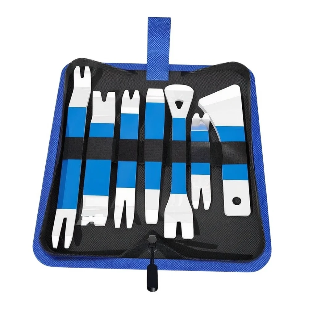 Stainless Steel Car Clip Removal Tool Set for Automotive Repair - Waterproof Lever Wrench with Red and Blue Sets