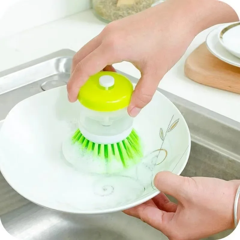 

1pcs new Kitchen Dishwashing Brush Dish Scrub Brush Dish Scrubber Bubble Up Brushes with Soap Dispenser