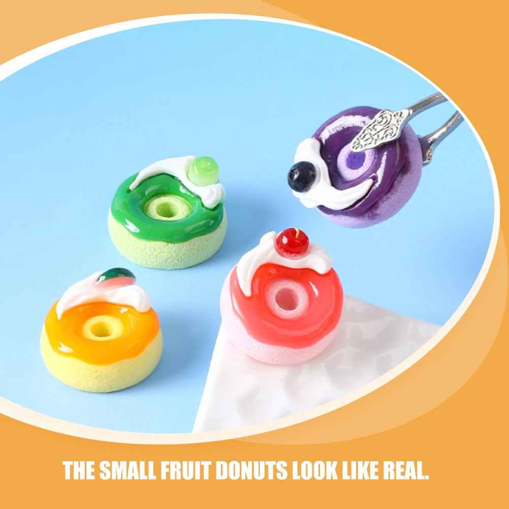 

8 Pcs Simulated Fruit Decorations Realistic Donut Beads Birthday Trinkets Prop Resin Charms Dollhouse Bakery Accessories