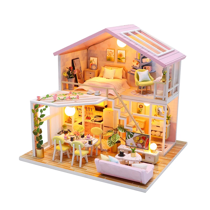 DIY Doll House Wooden Case Miniature Miniature puzzle Furniture
