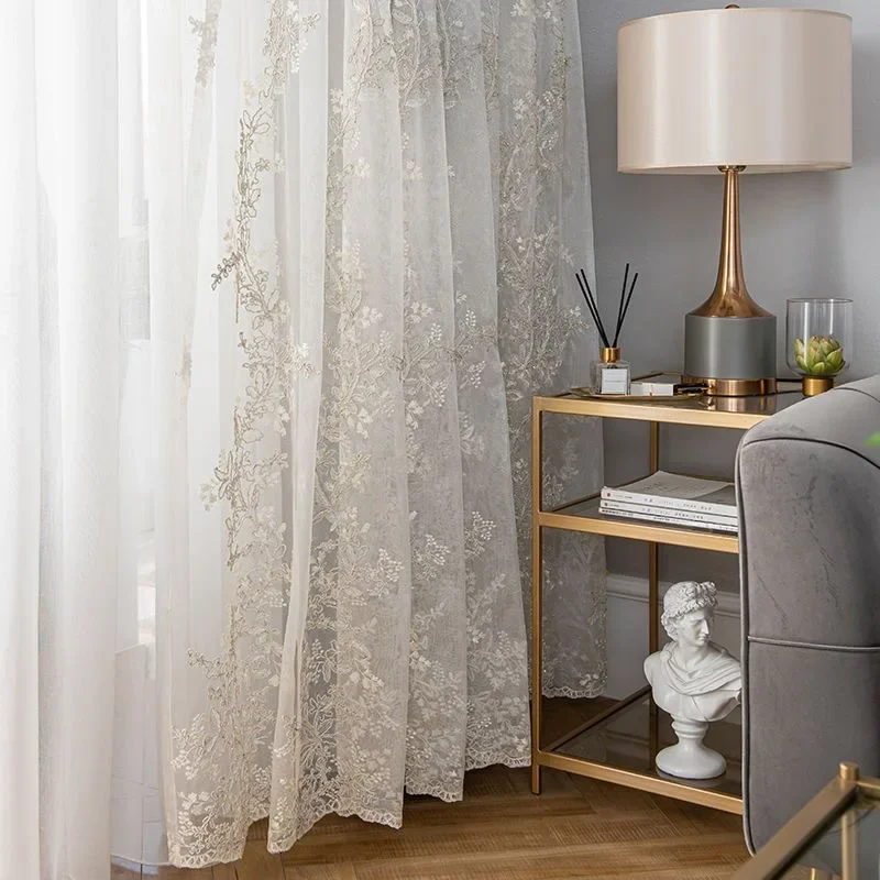 Living Dining Room Bedroom Princess Style Embroidered Lace Curtains Curtains