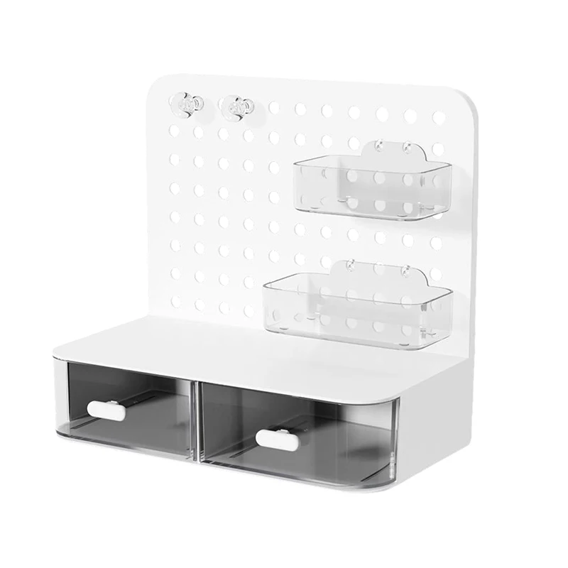 1 Pcs Desktop Perforated Board Storage Box Stationery Sorting Rack Desk Office Cosmetics Storage Rack Pen Holder