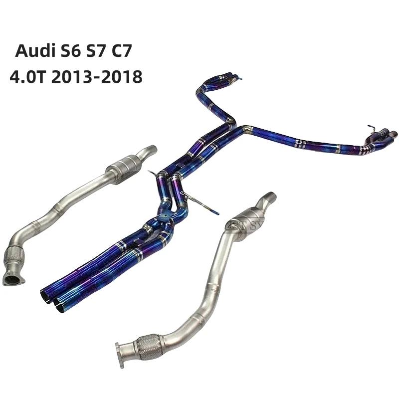 For Audi S6S7 C7 4.0T 2013-2018 High Performance Titanium alloy Exhaust flow though Exhaust System  Downpipe and Catback Exhaust