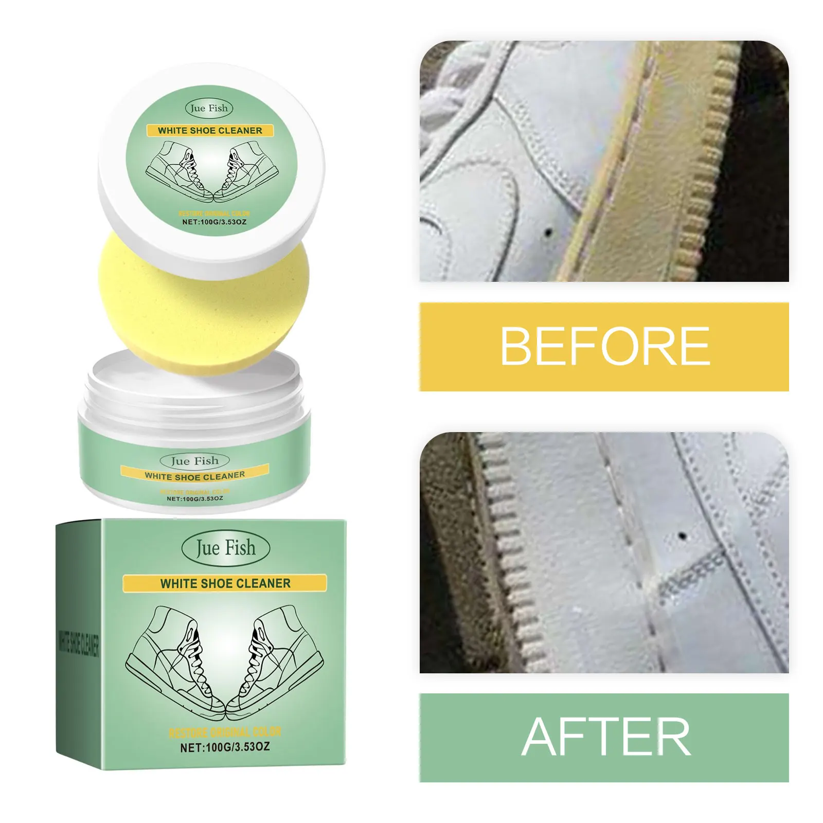 White Shoe Cleaning Cream Shoes Stain Dirt Clean Sneaker Whitener Yellowing Sneaker Sole Cleaner Multi-Functional Shoes Cleaner