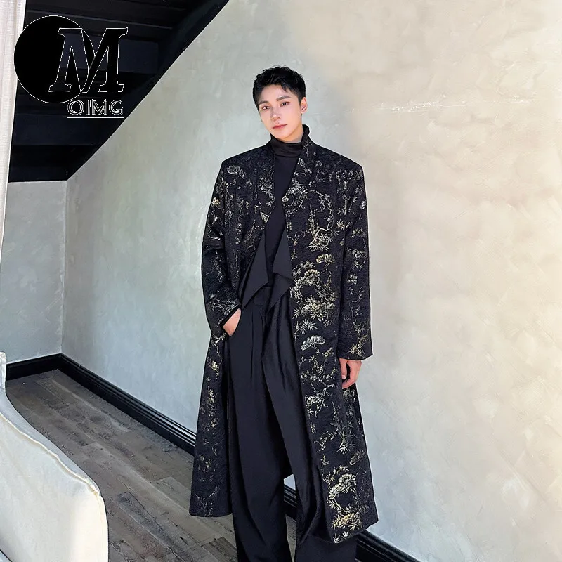 [OIMG] Autumn And Winter New Improved Version Of Chinese Style Lace Up Dark Patterned Long Coat Jacket