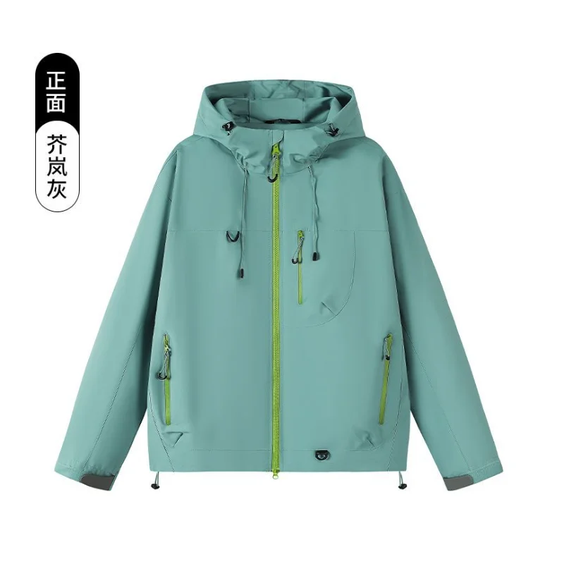 Wiosenno-jesienna kurtka z kapturem, technologia New Three-proof, wodoodporna, idealna na podróże i do pracy, styl casual.