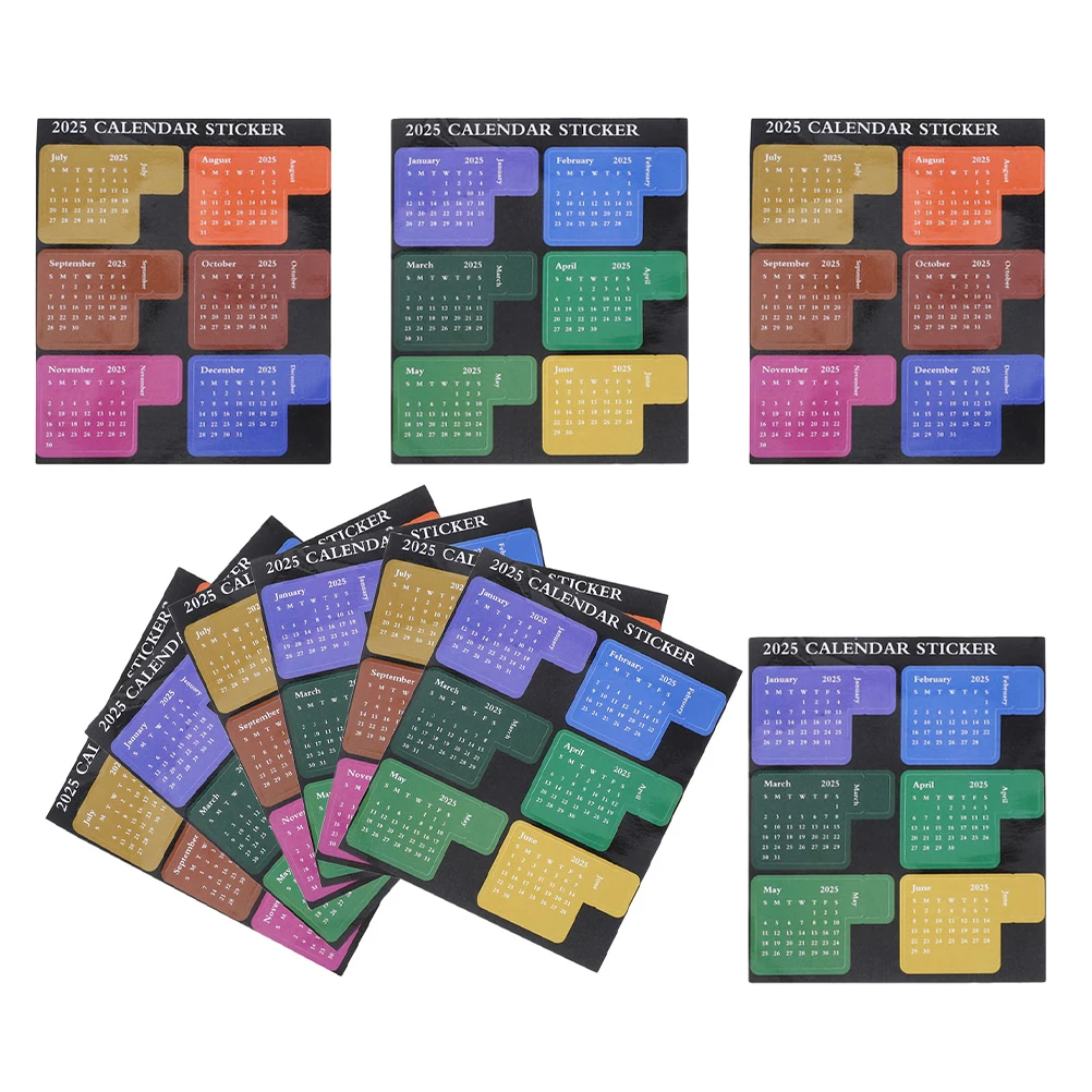

10 Sheets Colorful Monthly Planner Stickers 2025 Self Adhesive Calendar Tabs Date Markers DIY Journals Index Labels