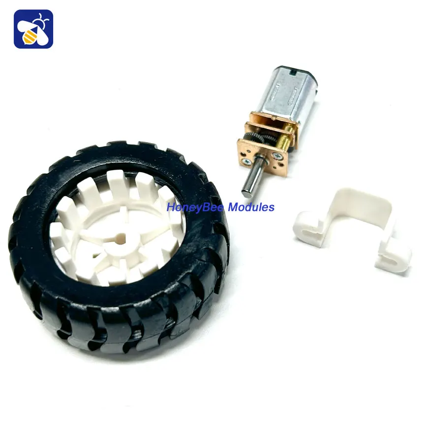 N20 Geared Motor 6V Micro DC Gear Motor Low Speed Motor with D-Shaft Rubber Tyre Kit