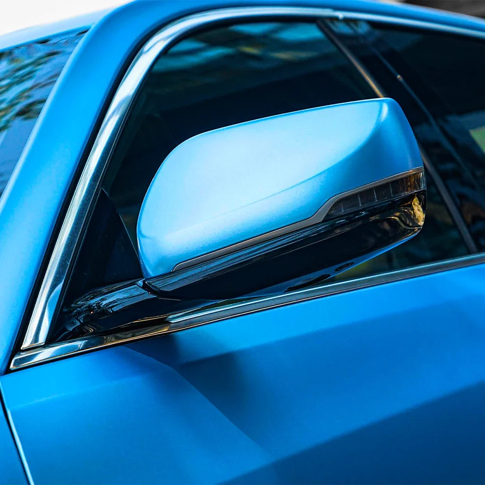 Metallic Matte Satin Ice Blue Car Wrap Stickers Color Change Vinyl Film Bubble Free Wrapping Car Accessories Exterior Interior