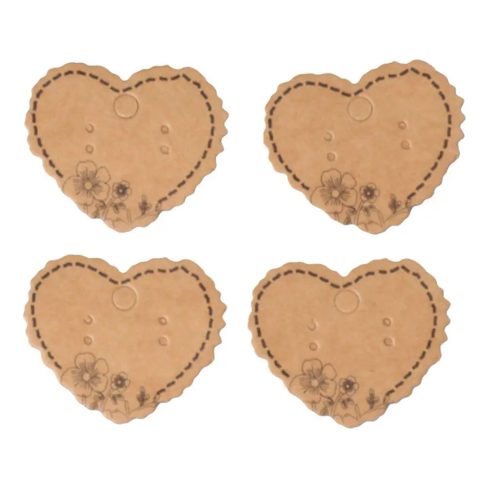 하트 모양 하트 모양 디스플레이 카드, 크래프트 종이 다크 브라운 귀걸이 디스플레이 카드, 귀걸이 거치대 카드