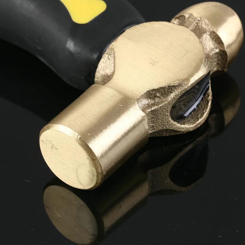 

1Lb Brass Stamping Hammer Round Head Metal Mallet For Diy Jewelry Making Precision Striking With Grooved Grip