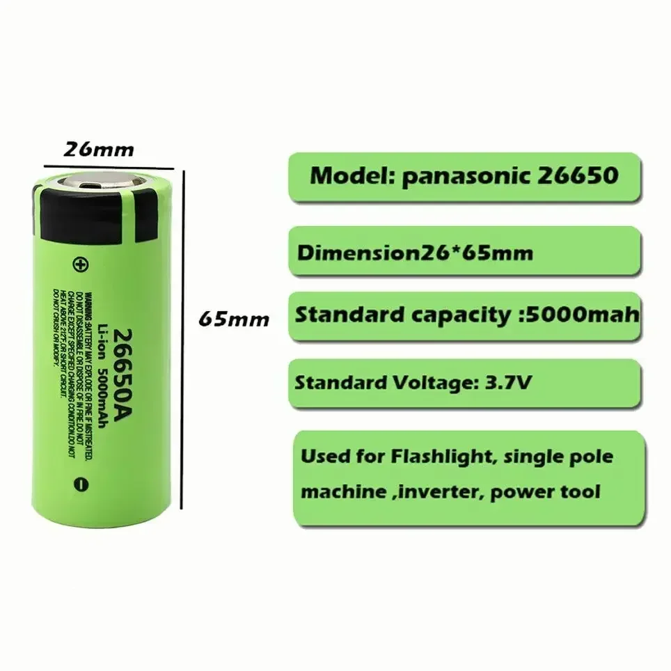 Oryginalna bateria 26650A 3.7V 5000mAh o dużej pojemności 26650 20A akumulator litowo-jonowy do latarki zabawkowej