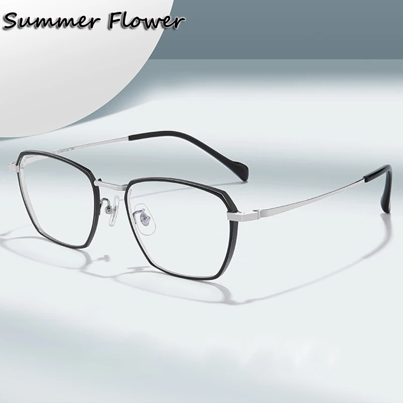 

Stylish Male Eyewear Fashion Gafas Frame Pure Titanium Men Eyeglasses Optical Spectacle for High Degree Prescription Lens