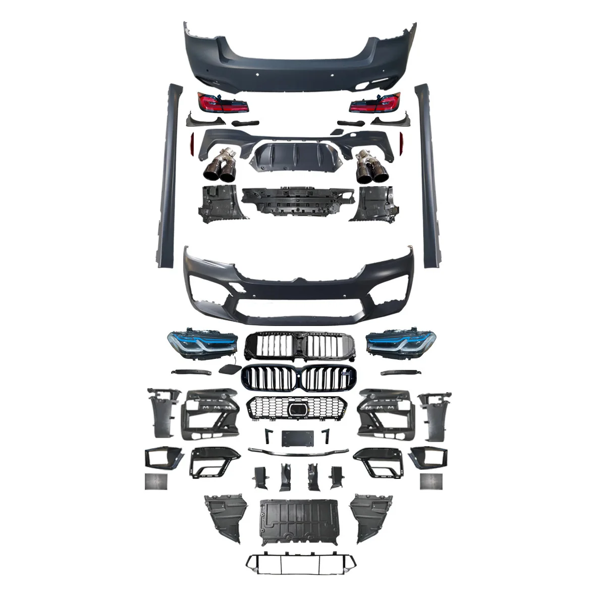 2017-2020 G30 5 Series Old To New Body Kit, M5 Style Headlight Taillight Direct Fit Facelift Conversion Parts