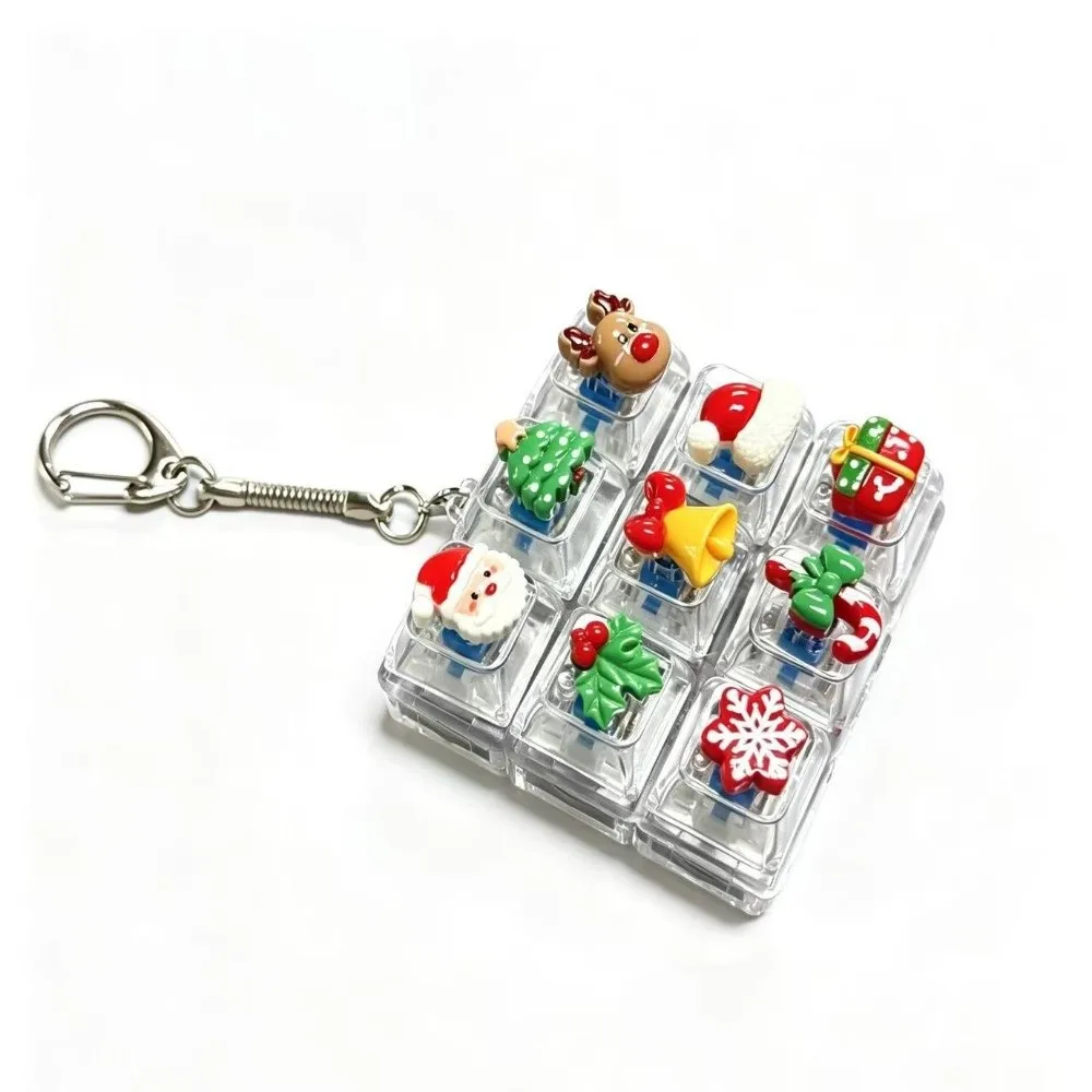 Sensory 4 Grid Keycap Keychain 3D Portable Keyboard Pendant Click Cute X-mas Keyboard Keychain For Bags