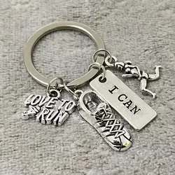 runner keychain Rider Runner Swimmer Sports Key Chain ,silver Color, Women Jewelry Man Accessory Pendant Fashion