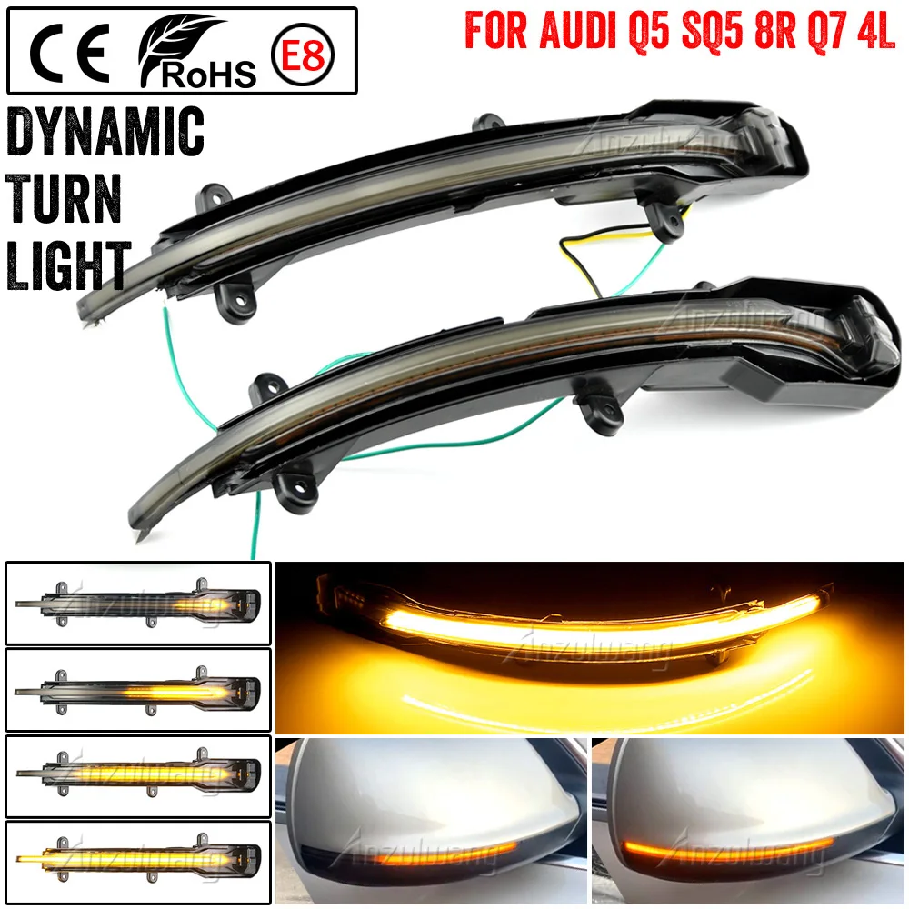 

2x LED Dynamic Turn Signal Light Side Mirror Blinker Sequential Repeater For Audi Q5 SQ5 8R 2010 2014 2015 2016 2017 Q7 4L SQ7