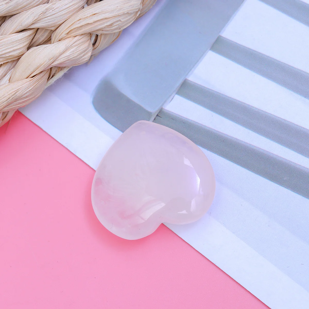 

Natural Heart Crystal Pendant Rose Quartz Palm Stone Healing Gemstone 25x25x12mm Smooth Texture Unique Gift for Her