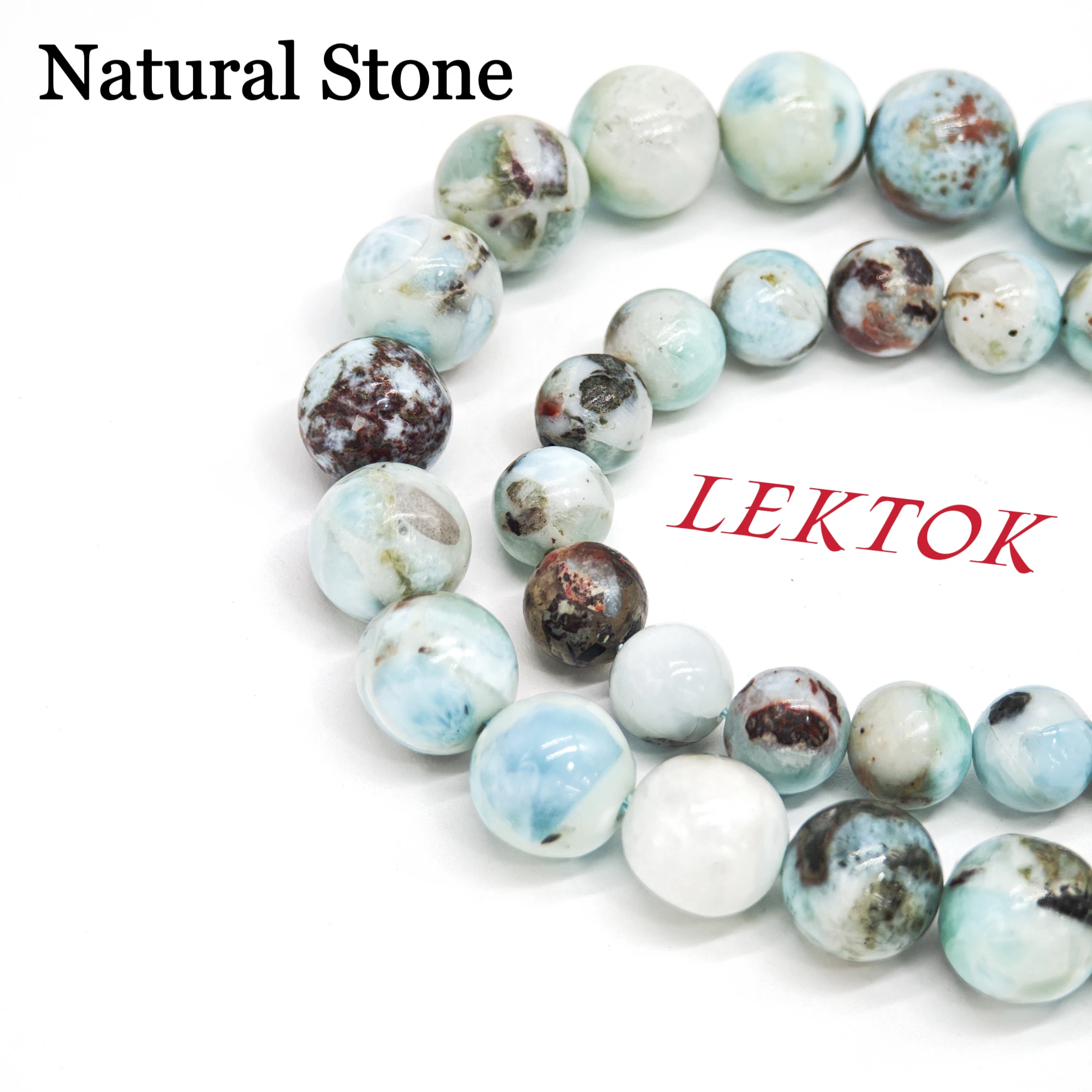 Natural Larimar Beads 6mm 8mm Round - 15