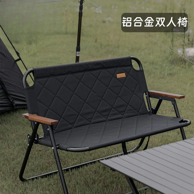 كرسي أكسفورد للتخييم مصنوع من قماش الخشب والحبوب الخلفية للتخييم كرسي مزدوج قابل للطي في الهواء الطلق