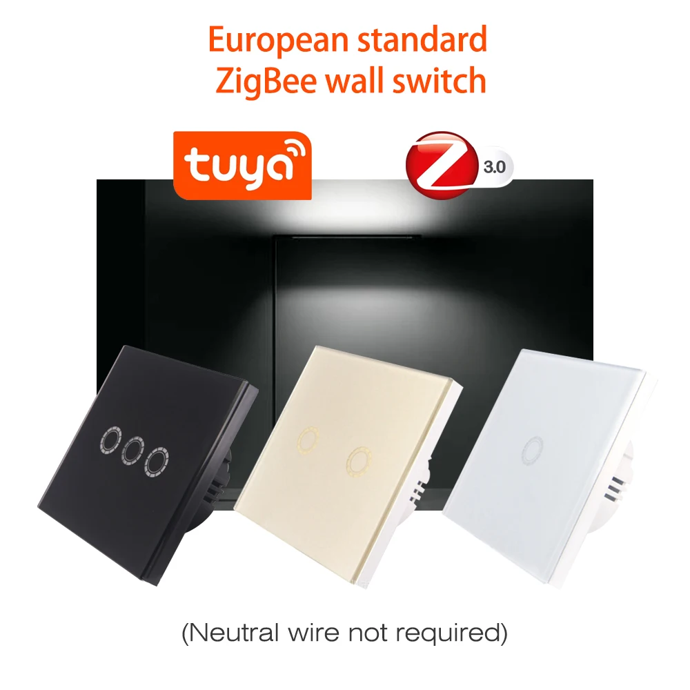 COLOROCK Euro Standard Smart Wall Switch ZigBee Control 1-Gang 10A 90-250V AC Tuya Smart Life App Neutral Wire Not Required