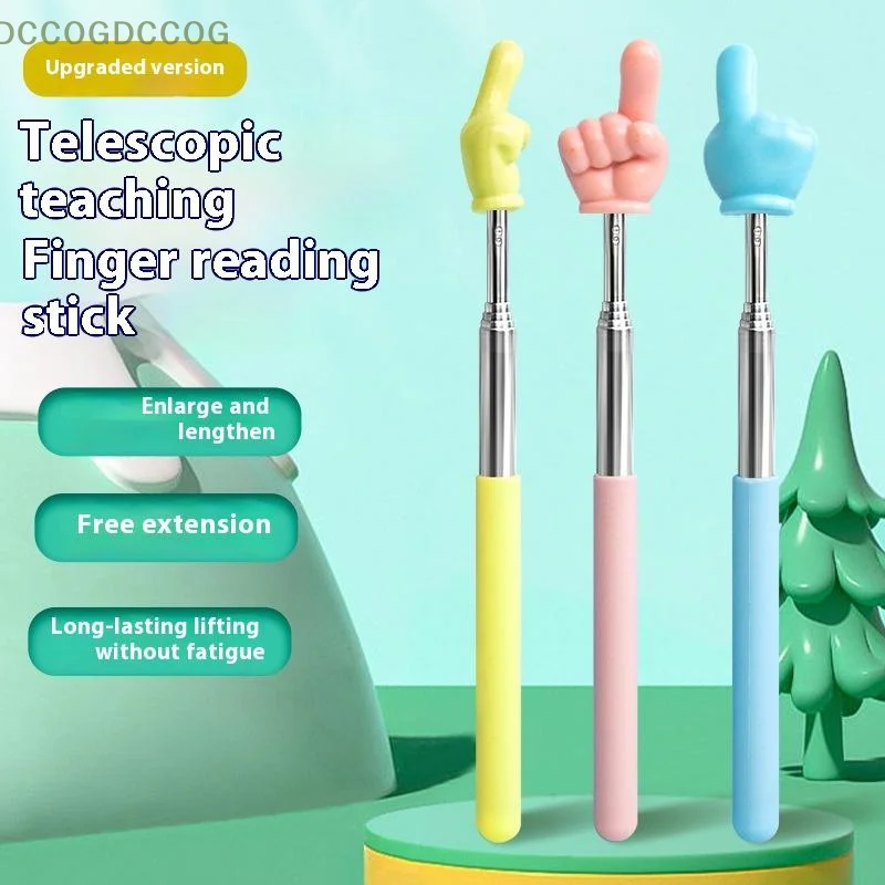 Durable Stainless Steel Teaching Pointer Telescopic Rod Finger Design Teaching Stick Classroom Finger Teachers